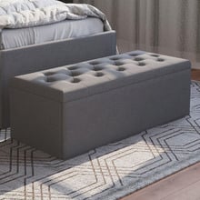 Grey Oxford Fabric Storage Ottoman Bench